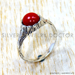 Coral 925 Sterling Silver Ring (SJWR-3220)