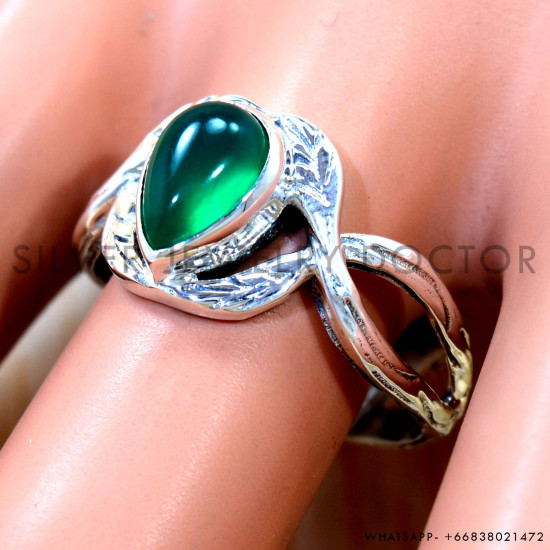 Green Onyx 925 Sterling Silver Ring (SJWR-3224) Green Onyx 925 Sterling Silver Ring (SJWR-3224)