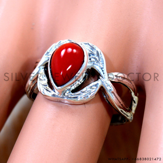 Coral 925 Sterling Silver Ring (SJWR-3227) Coral 925 Sterling Silver Ring (SJWR-3227)