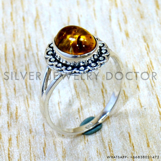 Amber 925 Sterling Silver Ring (SJWR-3229) Amber 925 Sterling Silver Ring (SJWR-3229)