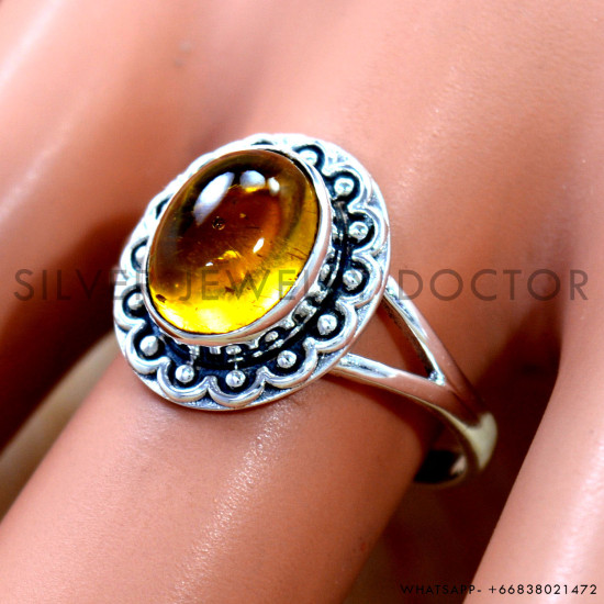 Amber 925 Sterling Silver Ring (SJWR-3229) Amber 925 Sterling Silver Ring (SJWR-3229)