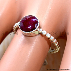 Ruby 925 Sterling Silver Ring (SJWR-3236)