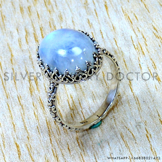 Rainbow Moonstone 925 Sterling Silver Ring (SJWR-3239) Rainbow Moonstone 925 Sterling Silver Ring (SJWR-3239)