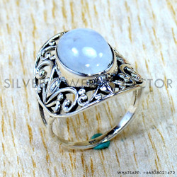 Rainbow Moonstone 925 Sterling Silver Ring (SJWR-3244)