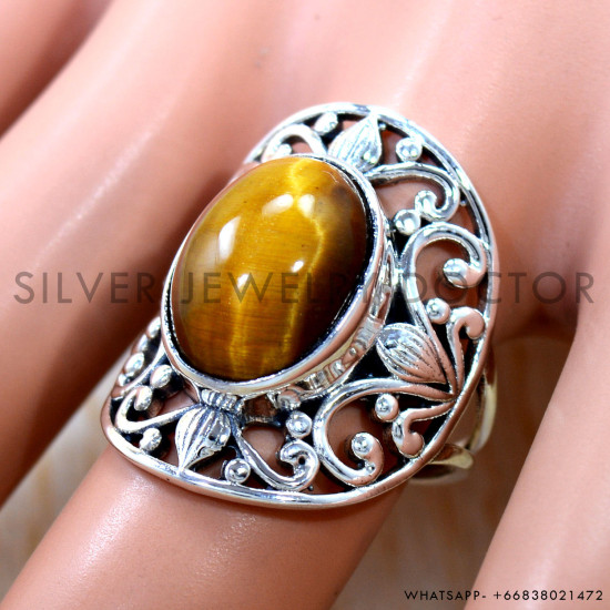 Tiger Eye 925 Sterling Silver Ring (SJWR-3245)