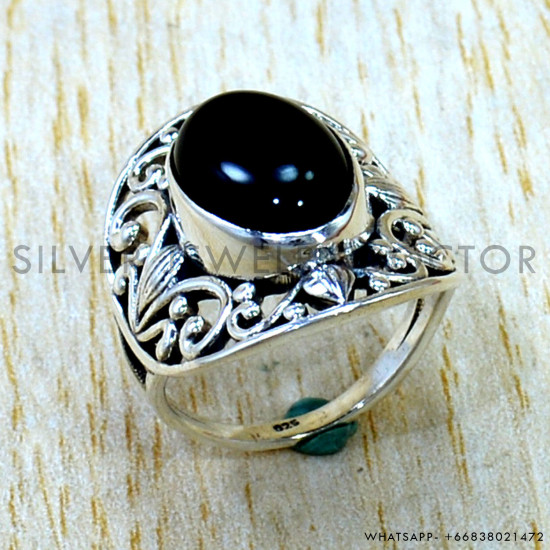 Black Onyx 925 Sterling Silver Ring (SJWR-3246)