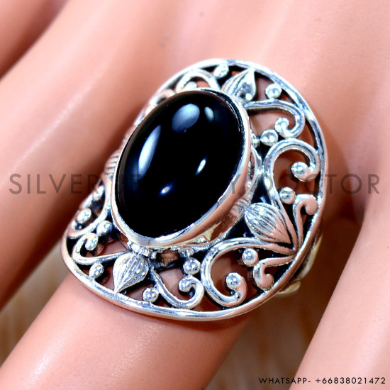 Black Onyx 925 Sterling Silver Ring (SJWR-3246)