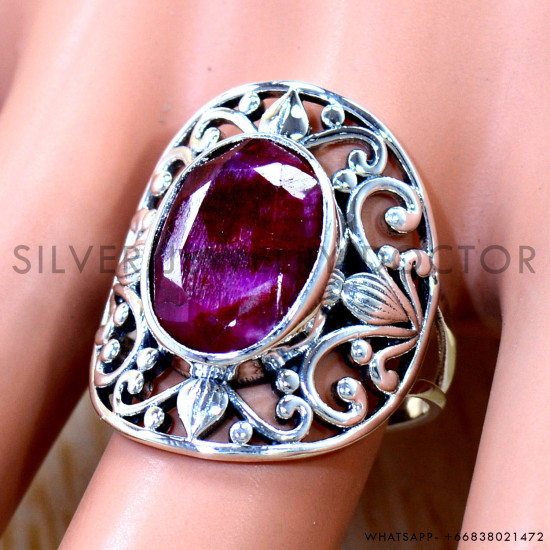 Ruby 925 Sterling Silver Ring (SJWR-3247)