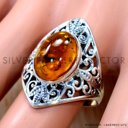 Amber 925 Sterling Silver Ring (SJWR-3250)