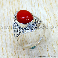 Coral 925 Sterling Silver Ring (SJWR-3252)