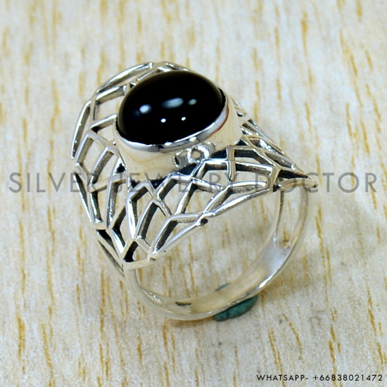 Black Onyx 925 Sterling Silver Ring (SJWR-3253)