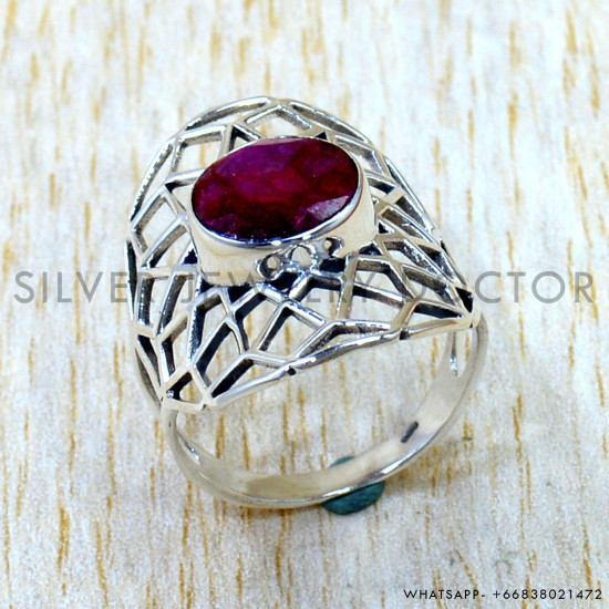 Ruby 925 Sterling Silver Ring (SJWR-3255)