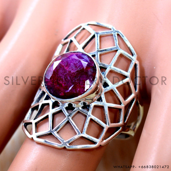 Ruby 925 Sterling Silver Ring (SJWR-3255)