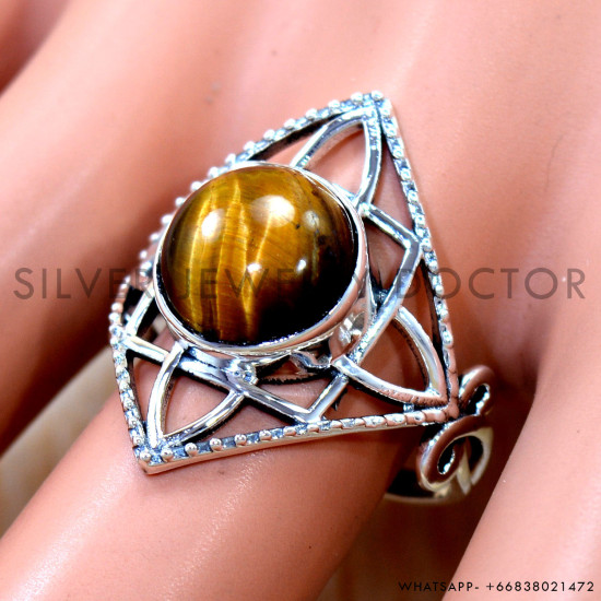 Tiger Eye 925 Sterling Silver Ring (SJWR-3263)