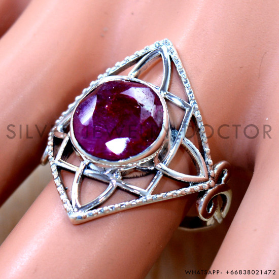 Ruby 925 Sterling Silver Ring (SJWR-3264)