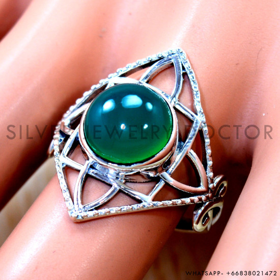 Green Onyx 925 Sterling Silver Ring (SJWR-3266)