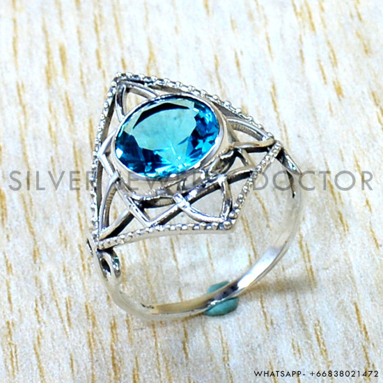 Blue Topaz 925 Sterling Silver Ring (SJWR-3267)