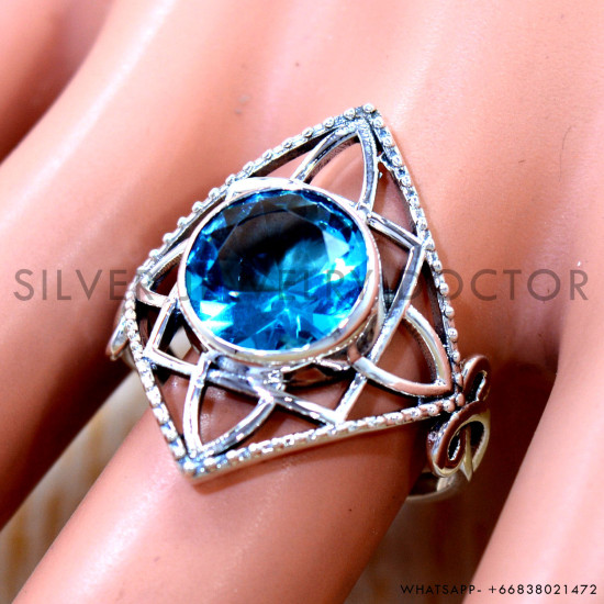 Blue Topaz 925 Sterling Silver Ring (SJWR-3267)