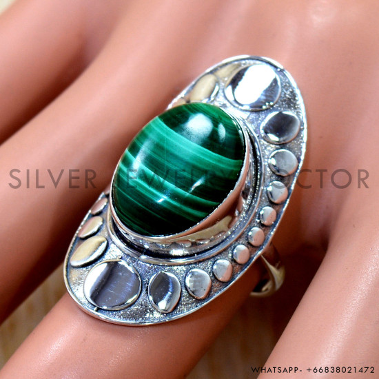 Malachite 925 Sterling Silver Ring (SJWR-3268)