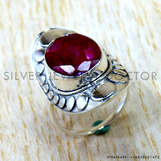 Ruby 925 Sterling Silver Ring (SJWR-3271)
