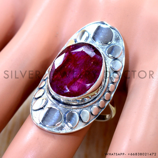 Ruby 925 Sterling Silver Ring (SJWR-3271)
