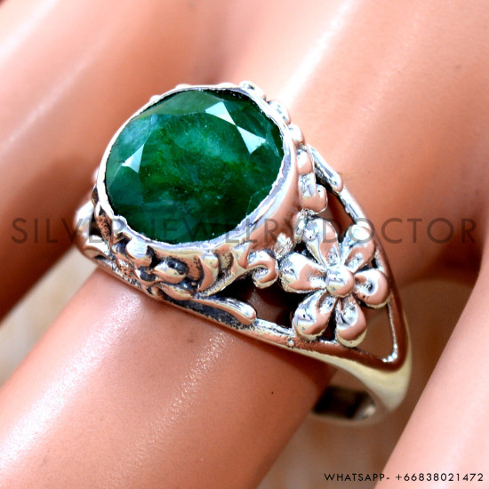 Emerald 925 Sterling Silver Ring (SJWR-3275)