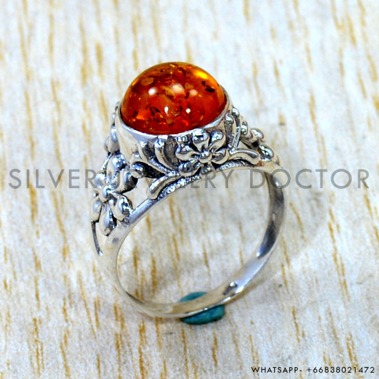 Amber 925 Sterling Silver Ring (SJWR-3277)