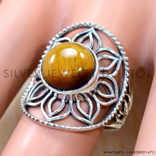 Tiger Eye 925 Sterling Silver Ring (SJWR-3278)
