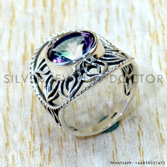 Mystic Topaz 925 Sterling Silver Ring (SJWR-3279)