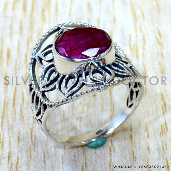 Ruby 925 Sterling Silver Ring (SJWR-3281)