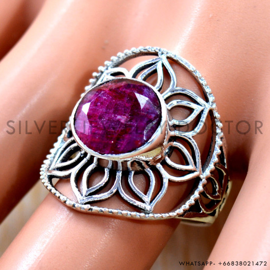 Ruby 925 Sterling Silver Ring (SJWR-3281)