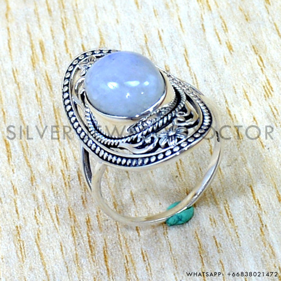 Rainbow Moonstone 925 Sterling Silver Ring (SJWR-3285)