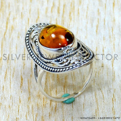 Amber 925 Sterling Silver Ring (SJWR-3286) Amber 925 Sterling Silver Ring (SJWR-3286)