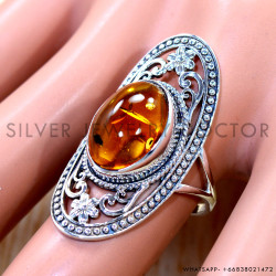 Amber 925 Sterling Silver Ring (SJWR-3286)