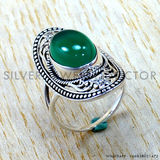 Green Onyx 925 Sterling Silver Ring (SJWR-3287)
