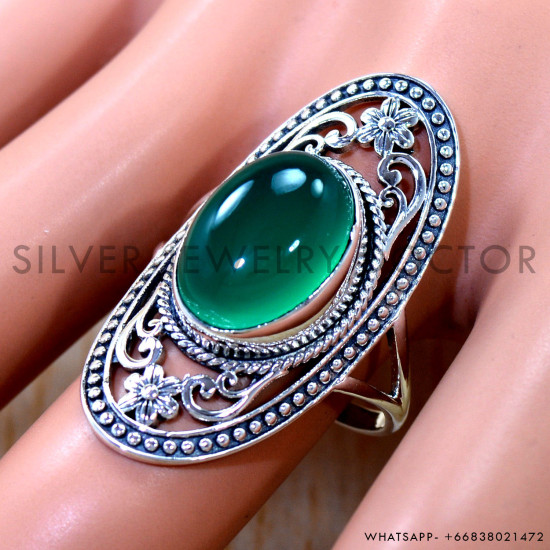 Green Onyx 925 Sterling Silver Ring (SJWR-3287)