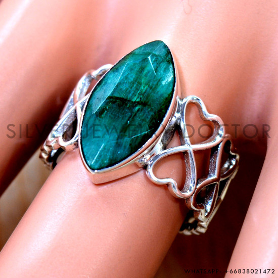 Emerald 925 Sterling Silver Ring (SJWR-3290)