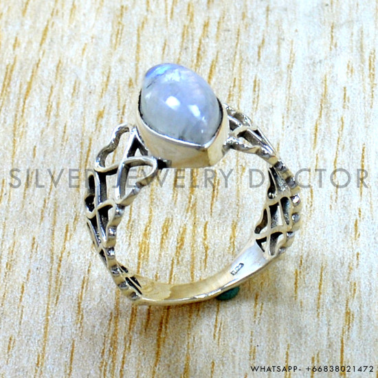Rainbow Moonstone 925 Sterling Silver Ring (SJWR-3292)