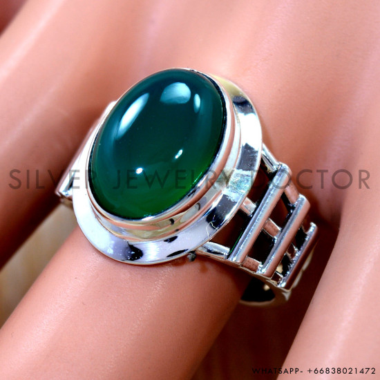Green Onyx 925 Sterling Silver Ring (SJWR-3293)