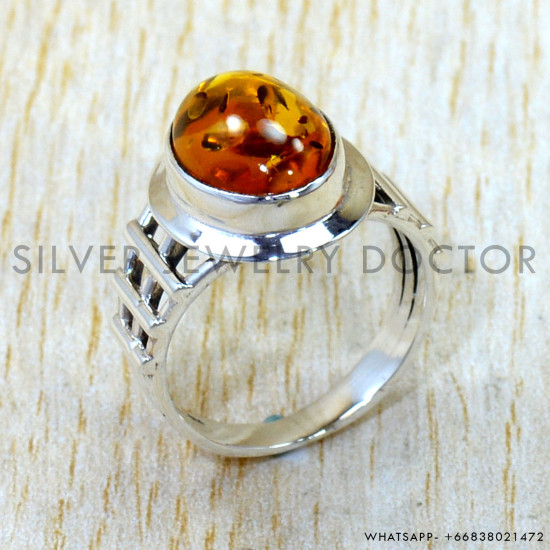 Amber 925 Sterling Silver Ring (SJWR-3294)