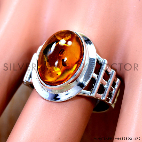 Amber 925 Sterling Silver Ring (SJWR-3294)