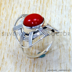 Coral 925 Sterling Silver Ring (SJWR-3306)