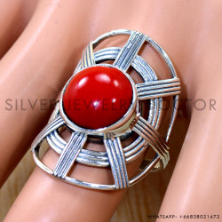 Coral 925 Sterling Silver Ring (SJWR-3306)