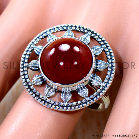 Carnelian 925 Sterling Silver Ring (SJWR-3309)