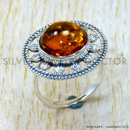 Amber 925 Sterling Silver Ring (SJWR-3312)