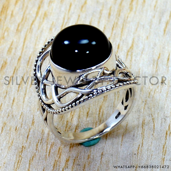 Black Onyx 925 Sterling Silver Ring (SJWR-3313)
