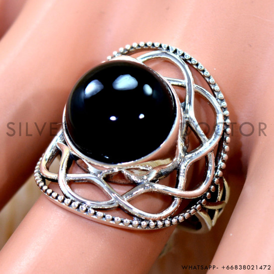 Black Onyx 925 Sterling Silver Ring (SJWR-3313)