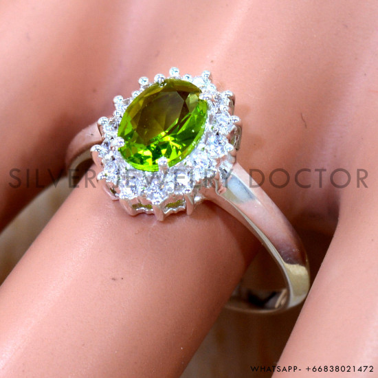 Peridot 925 Sterling Silver Ring (SJWR-3324)