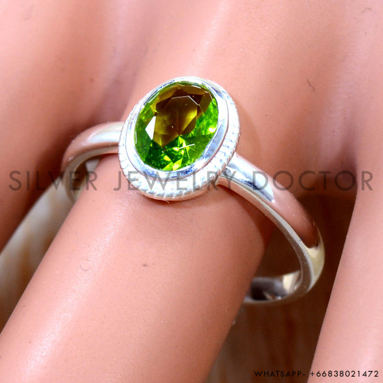 Peridot 925 Sterling Silver Ring (SJWR-3332)