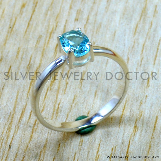 Blue Topaz 925 Sterling Silver Ring (SJWR-3338)